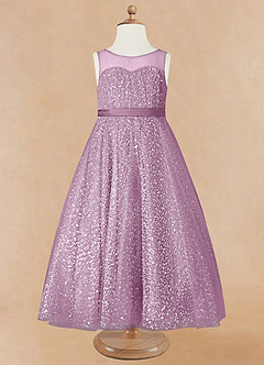 Azazie Siwa Flower Girl Dresses Wisteria A-Line Beaded Tulle Dress image5