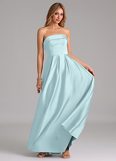 Azazie Lucienne Abiti da Damigella Abito Convertibile A-Line in Raso Elasticizzato Senza Cinturino Nuvola Blu image5