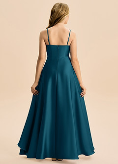 Azazie Eirlys Junior Ink Blue A-Line Pleated Stretch Satin Dress image2