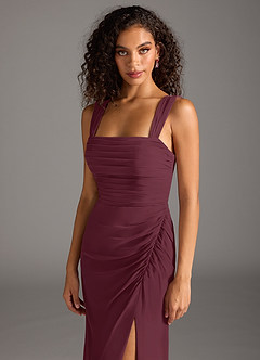 Azazie Jesaphine Bridesmaid Dresses Cabernet Sheath Bow Chiffon Dress image7