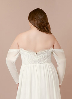 Azazie Lilith Wedding Dresses Cream A-Line Sweetheart lace Chiffon Dress image11