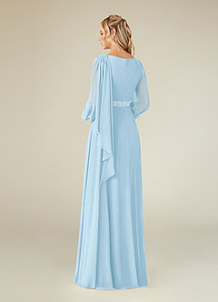 Azazie Priyanka Mother of the Bride Dresses Sky Blue A-Line Boatneck Pleated Chiffon Dress image2