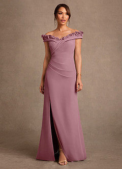 Azazie Jettie Mother of the Bride Dresses Vintage Mauve Sheath Pleated Chiffon Dress image1