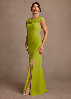 Azazie Irvine Mother of the Bride Dresses Lemongrass A-Line Pleated Chiffon Dress image4