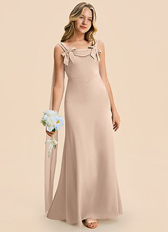 Azazie Chelsea Junior English Rose Sheath Pleated Stretch Satin Dress image3