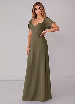 Azazie Fatima Bridesmaid Dresses Willow Green A-Line with Pockets Chiffon Dress image4