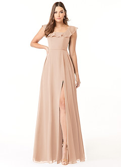 Azazie Jinny Bridesmaid Dresses English Rose A-Line Square Neckline Ruched Chiffon Dress image2