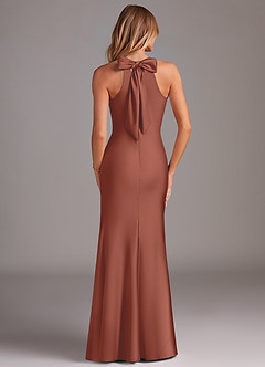 Azazie Doretta Bridesmaid Dresses Auburn Mermaid Pleated Stretch Satin Dress image2