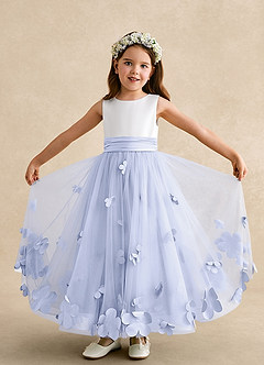 Azazie Vi Blumenmädchenkleider A-Linie ärmellos Tüll Kleid Lavendel image5