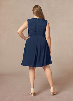 Azazie Theron Mother of the Bride Dresses Dark Navy A-Line V-Neck Pleated Chiffon Dress image7