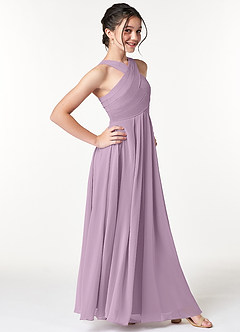 Azazie Kaleigh Junior Wisteria A-Line Pleated Chiffon Dress image3