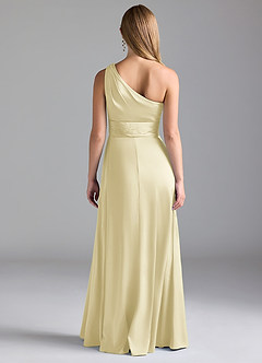 Azazie Dallas Bridesmaid Dresses Lemon Sorbet A-Line One Shoulder Stretch Satin Dress image2