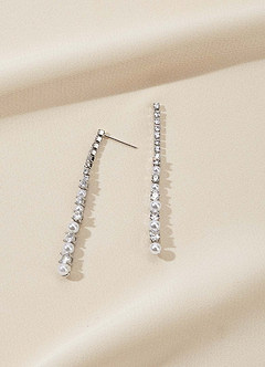 front Pearl Rhinestone Tassel Earrings