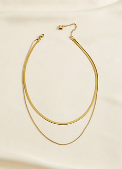front Two Layered Snake Chain Necklace