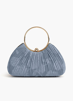 front Matching Color Floral Burnout Pleated Handbag