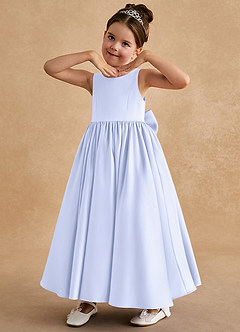 Azazie Bettie Flower Girl Dresses Lavender A-Line Bow Matte Satin Dress image2