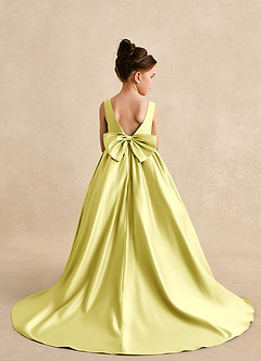 Azazie Mimia Flower Girl Dresses Lemon Sorbet A-Line Bow Matte Satin Dress image2
