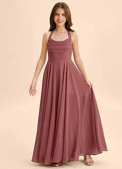 Azazie Kady Junior Abito A-Line in Chiffon Scollo a Cuore Ametista image3
