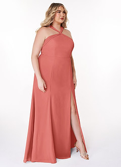 Azazie Rue Bridesmaid Dresses Antique Rose A-Line Halter Chiffon Dress image11