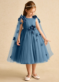 Azazie Staria Flower Girl Dresses Bermuda Ball-Gown Ruched Tulle Dress image7