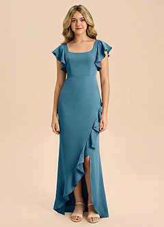 Azazie Demi Junior Robe Sirène en Satin extensible Arc Bermude image5