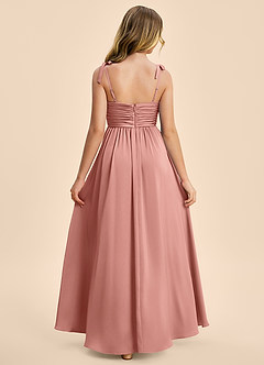 Azazie Jayden Junior Rosette A-Line Pleated Stretch Satin Dress image2