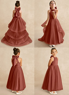 Azazie Bev Abiti da Ragazza di Fiori Abito A-Line in Tulle Convertibile Auburn image2