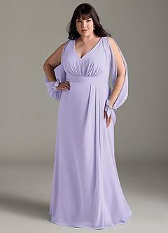 Azazie Matilda Robes de demoiselle d'honneur Robe Trapèze en Mousseline de soie Manche longue Lilas image9