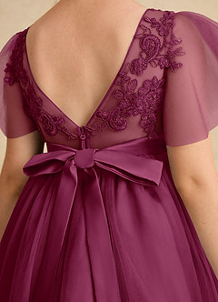 Azazie Queenie Robe Demoiselle D'honneur Fillette Robe Trapèze en Dentelle Mûre image6