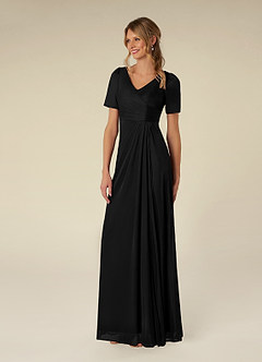 Azazie Bessie Kleider für die Brautmutter A-Linie Plissee Gittergewebe Kleid Schwarz image4