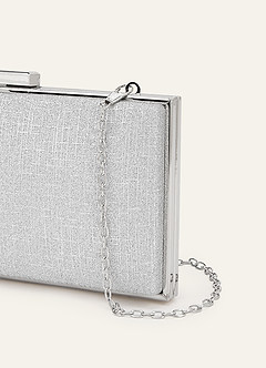 front Elegant Silver Glitter Box Clutch