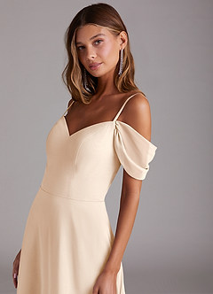 Azazie Marley Bridesmaid Dresses White Alabaster A-Line Off the Shoulder Chiffon Convertible Dress image9