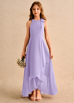 Azazie Boop Girls Formal vestidos de niña de las flores Vestido de Lila de Gasa de Corte en A con Lazo image1