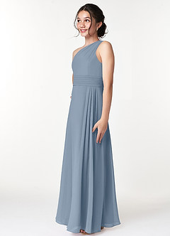Azazie Cleo Junior Dusty Blue A-Line Pleated Chiffon Dress image5