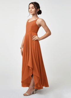 Azazie Collette Junior A-Linie Gestreift Chiffon Kleid Kanel image3
