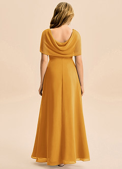 Azazie Emma Junior Robe Trapèze en Mousseline de soie Plissée Caramel écossais image2