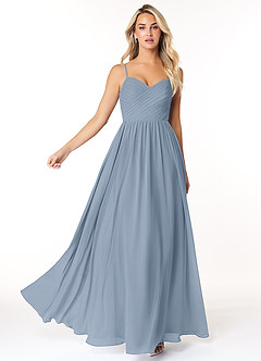 Azazie Lisbon Bridesmaid Dresses Dusty Blue A-Line Sweetheart Neckline Chiffon Dress image3