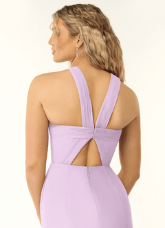 Azazie Rue Bridesmaid Dresses Frosted Lilac A-Line Halter Chiffon Dress image3