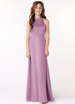 Azazie Laurel Junior Wisteria A-Line Stretch Satin Dress image1