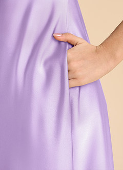 Azazie Sissy Junior Lilac A-Line Off the Shoulder Stretch Satin Dress image7