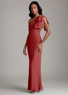 Azazie Yuanna Bridesmaid Dresses Rust Mermaid One Shoulder Chiffon Dress image5