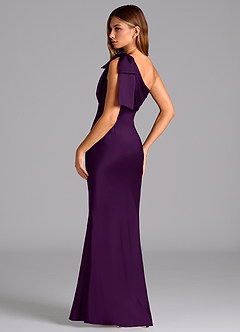 Azazie Yuanna Jurken voor bruidsmeisjes Jurk van Stretch Satijn met Zeemeermin One-Shoulder Druif image6