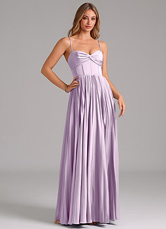 Azazie Akiko Robes de demoiselle d'honneur Robe Trapèze en Satin extensible Encolure en Forme de Cœur Frostiges Flieder image3