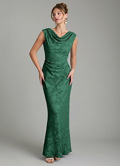 Azazie Kieryn Bridesmaid Dresses Dark Green Mermaid Pleated Floral Burnout Dress image5