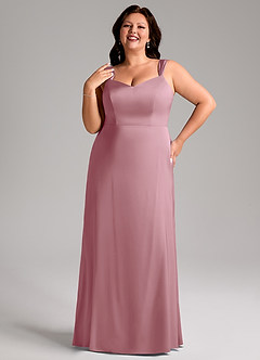 Azazie Denice Bridesmaid Dresses Vintage Mauve Sheath Pleated Stretch Satin Dress image9