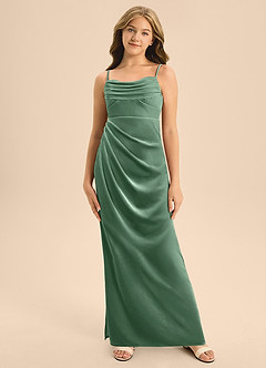 Azazie Mai Junior Vestido de Eucalipto de terciopelo de Corte en A con Escote de Corazón image6