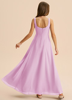 Azazie Lambie Junior Candy Pink A-Line Pleated Chiffon Dress image8