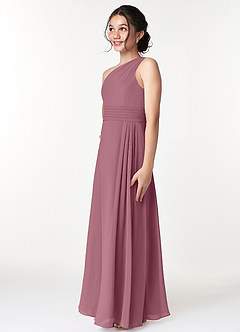 Azazie Cleo Junior Vintage Mauve A-Line Pleated Chiffon Dress image5
