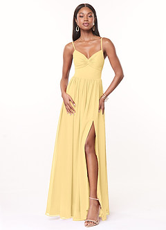 Azazie Zeya Bridesmaid Dresses Butter A-Line V-Neck Pleated Chiffon Dress image1