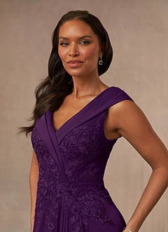 Azazie Calathea Mother of the Bride Dresses Grape A-Line Lace Dress image5